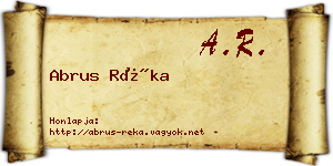 Abrus Réka névjegykártya